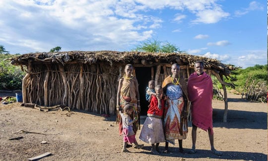 People in Lake Eyasi bushmen village Tanzania